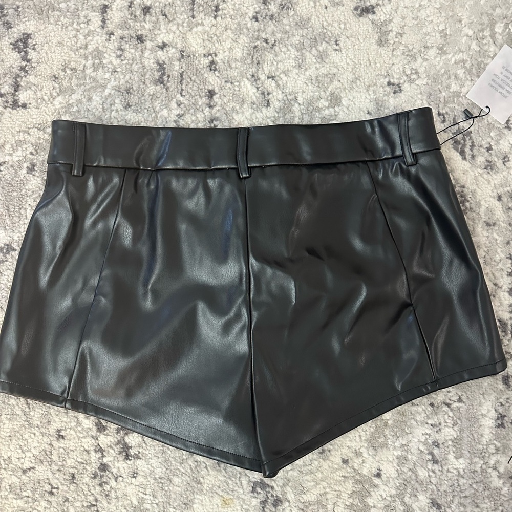superdown Black Faux Leather Shorts